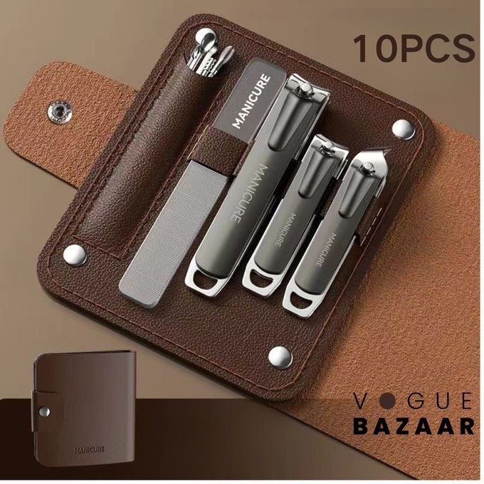 Kit de pédicure en cuir et acier inoxydable