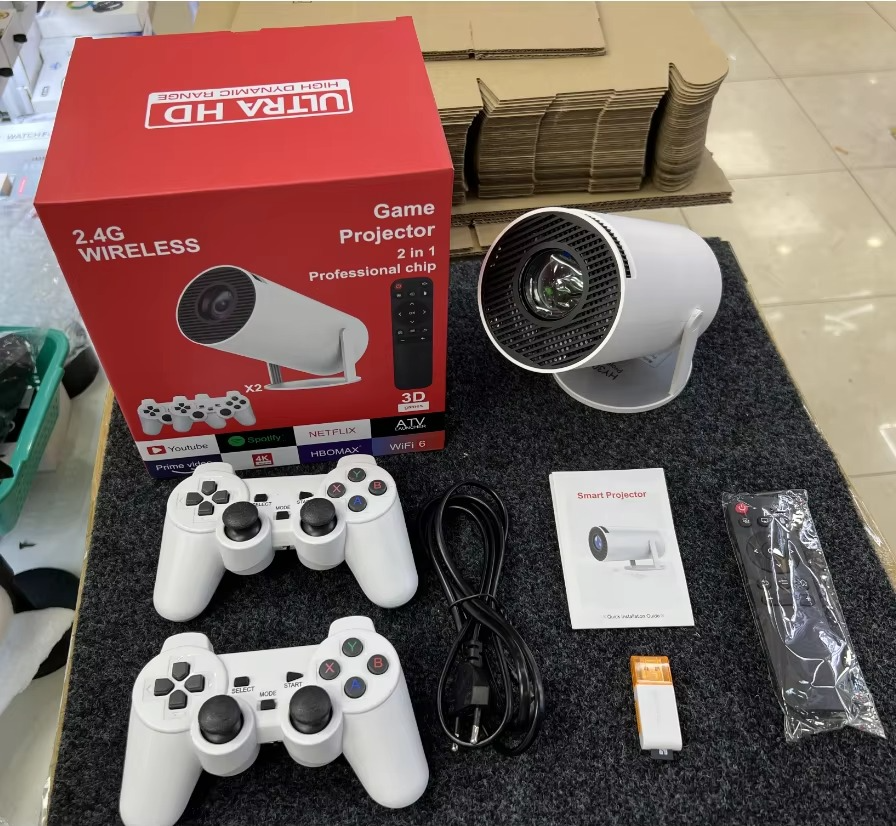 ArcadeBox™ Projecteur 4K avec console de jeux rétro intégrée +20 000 Jeux