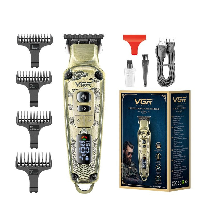 Tondeuse à Cheveux Professionnelle VGR – Boîtier Métallique & Écran LED