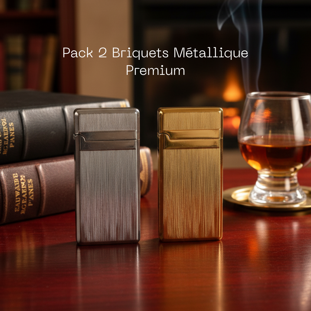 Pack 2 Briquets Métallique Premium GOLD & SILVER