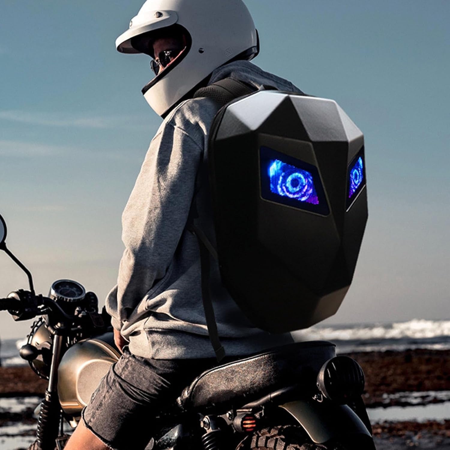 Sac à Dos Moto LED 18" – Écran Personnalisable Bluetooth, Étanche et Résistant