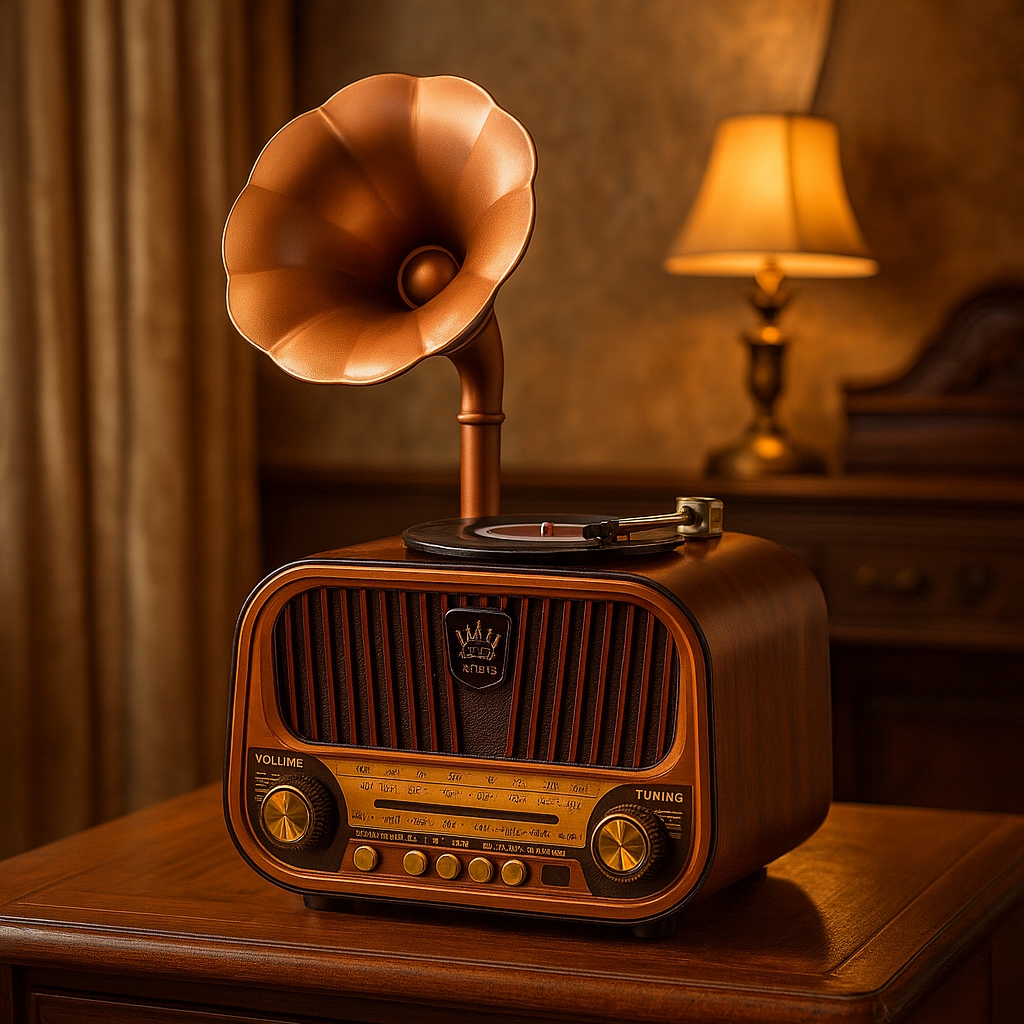 Radio & Haut-Parleur Vintage Gramophone Bluetooth Meier™ – Élégance Rétro & Son Moderne