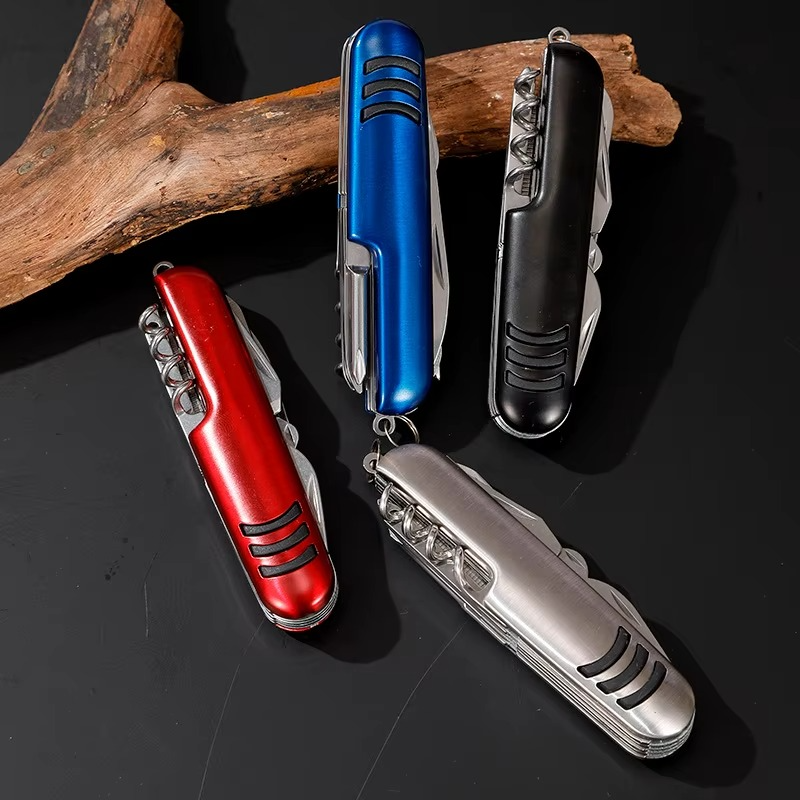 Couteau Suisse Multifonction 11-en-1 en Acier Inoxydable – Outil de Survie Compact