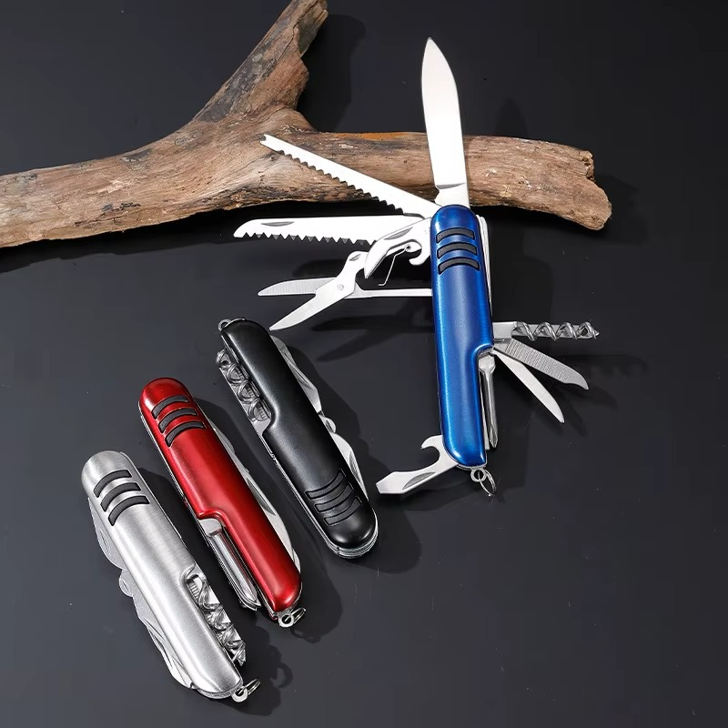 Couteau Suisse Multifonction 11-en-1 en Acier Inoxydable – Outil de Survie Compact