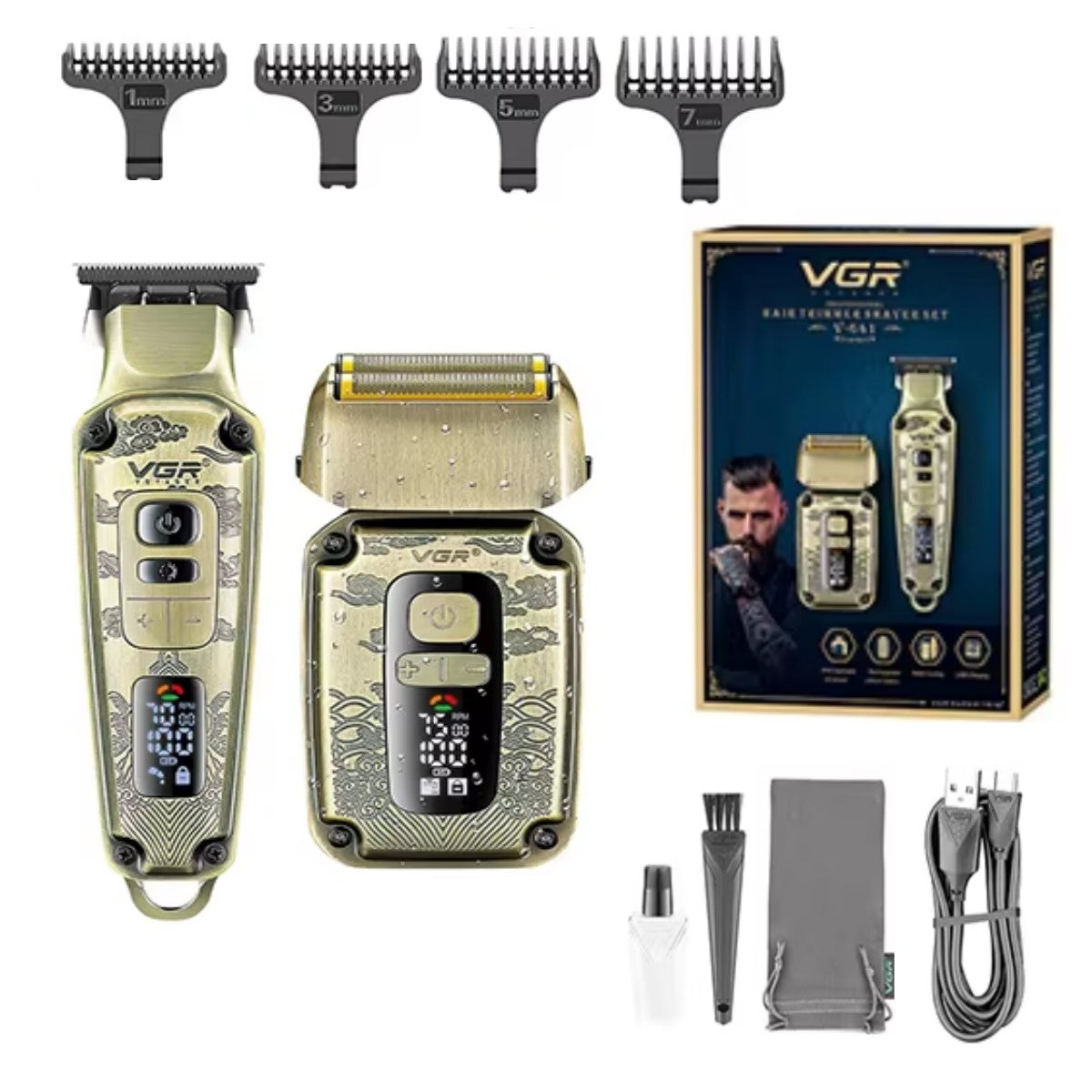 Pack 2-en-1 VGR V-641 – Tondeuse à Cheveux & Rasoir Électrique Professionnels